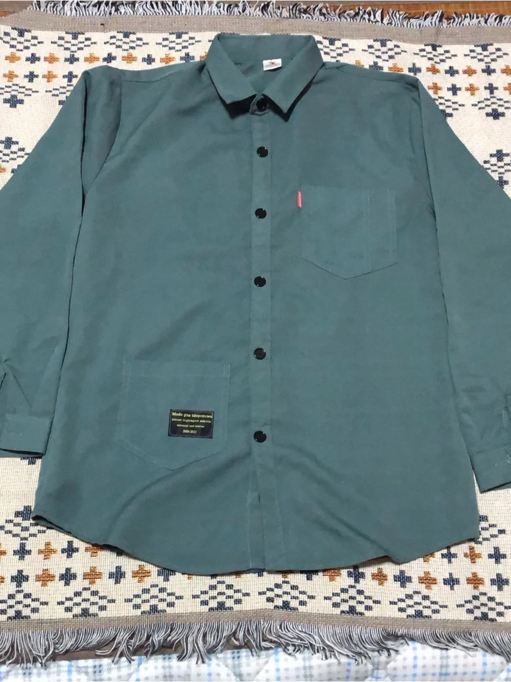 Men's Casual Button-Up Shirt in Teal